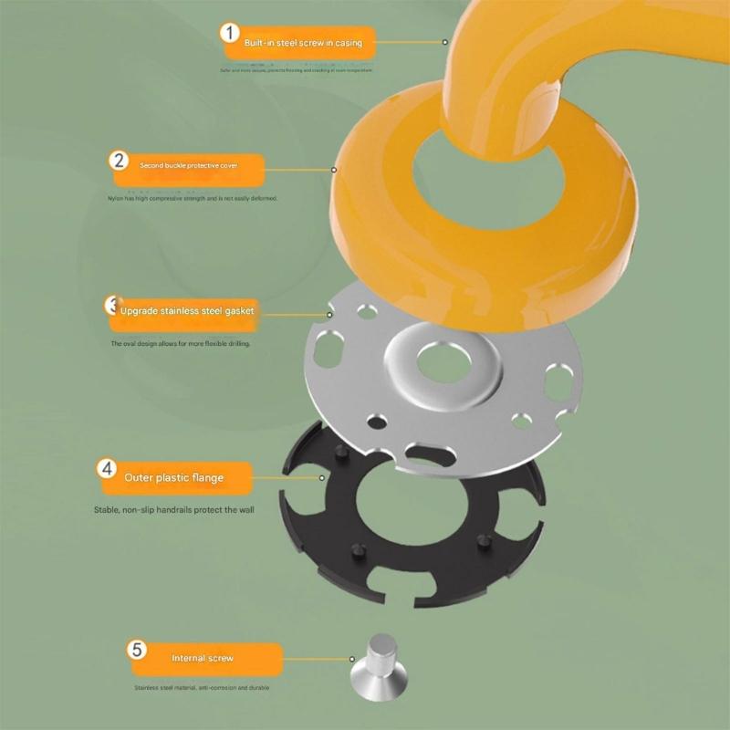 Antislip Toilet Safety Rail High Capacity 500lb Durability Bathroom Grip Handle for Elderly Pregnant Women Support