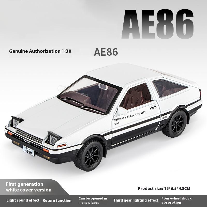 1:30AE86 Alloy Model Car, Cool Sound and Light, Strong Return Force, Four-wheel Shock Absorption, Exquisite Desktop Ornaments
