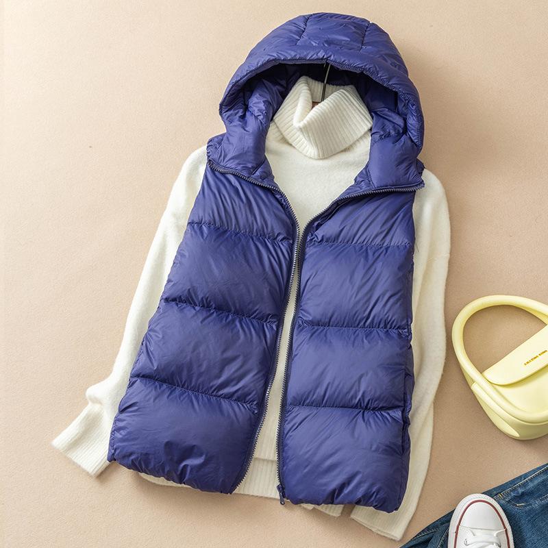 Kapuzen-Daunenweste Damen 2024 Herbst und Winter Neue Weste Daunenweste mit Kapuze Daunenweste Damenbekleidung Trend