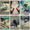 Artisian Skiing Snowboarding Metal Poster Sledding Tin Plaque Sport Decorative Plate Wall Decor Garage Bar Pub Club Hotel Cafe