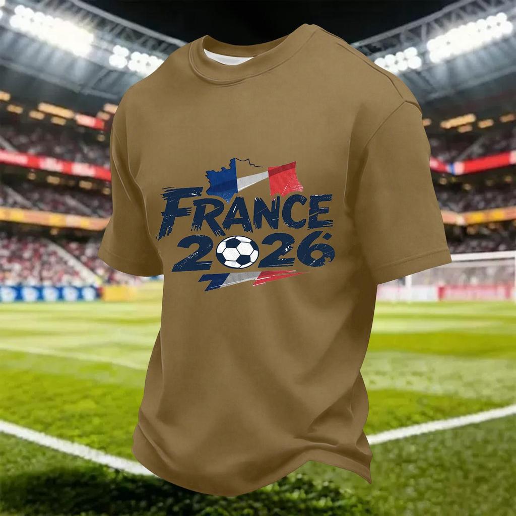 Men's Quick Dry Short Sleeve T-Shirt with Soccer Print, Breathable Mesh, Lightweight, Neck, Casual