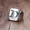 Vnox Retro-Initialen-Siegelring für Männer, 18 mm, sperrig, schwerer Stempel, männliches Band, Edelstahl, Buchstaben, individueller Schmuck, Geschenk für Ihn