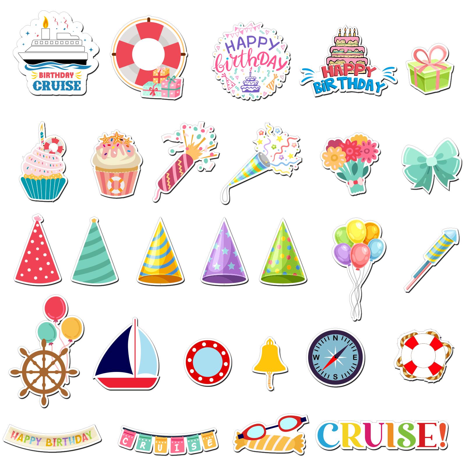 

28 Pcs Birthday Cruise Door Decorations Magnetic Happy Birthday Magnets Decorati