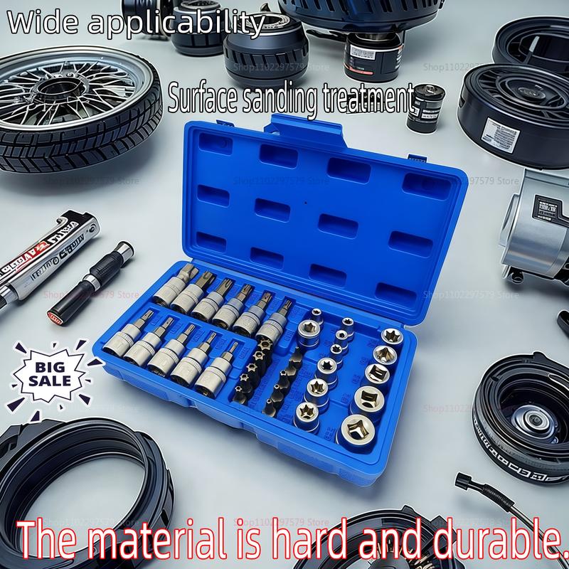 34Pcs Torx Star Sockets & Bit Set E-Security Bits Drive Hand Tools for Automotive Repair, Home DIY, and Professional Use