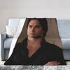 Damon Salvatore The Vampire Diaries Blanket Fleece  Winter Ian Somerhalder Throw Blanket for Bed Car Bedspreads