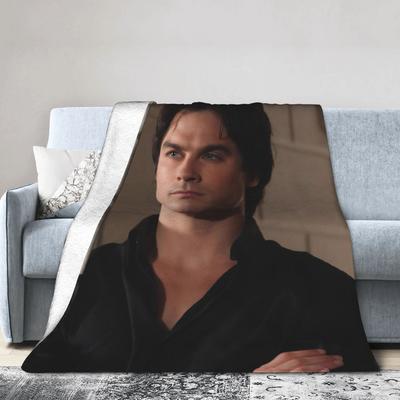 Damon Salvatore The Vampire Diaries Decke Fleece Winter Ian Somerhalder Überwurfdecke für Bett Auto Tagesdecken