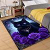 Multiple sizes Black cat purple roses stars Carpet for Living Room Bedroom Sofa Home Decor Rus Non-slip Floor Mat Luxury Gift