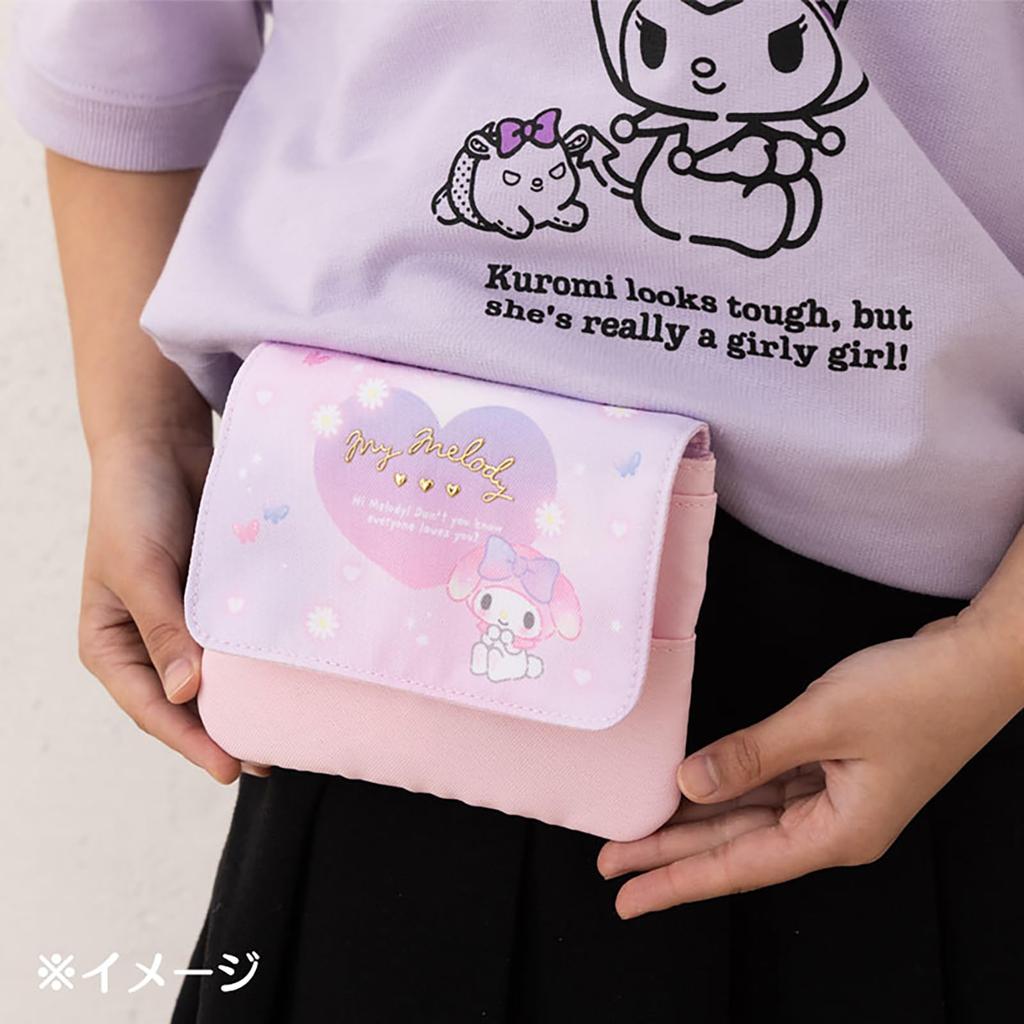 Sanrio Hello Kitty Shoulder Pocket W X D X with Name Space for Product Number 102156 Pouch, Polyester, Approx. 5.5" 0.5" 4.5" H, Inside, Children,