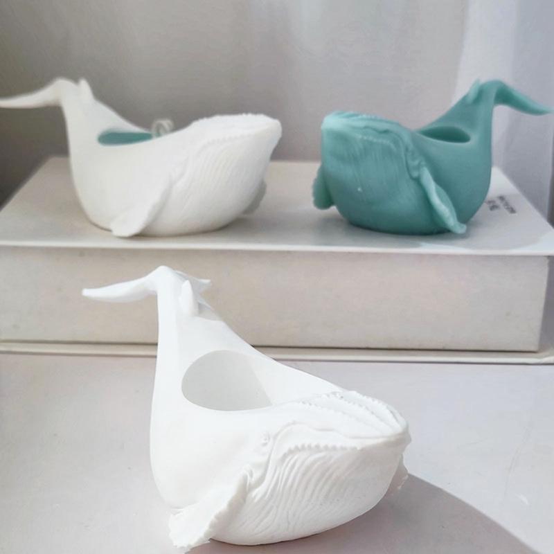 Silicone Candle Holder Molds Whale Shape Candle Cup Molds Silicone Craft Molds Candlestick Molds for Hand-Making Craft