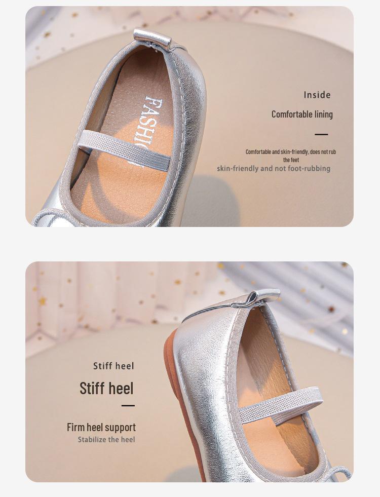 Girls' Bow Princess Mary Jane Shoes - Soft Soles for Spring/Autumn 2026, Comfortable & Versatile Dance Leather Footwear
