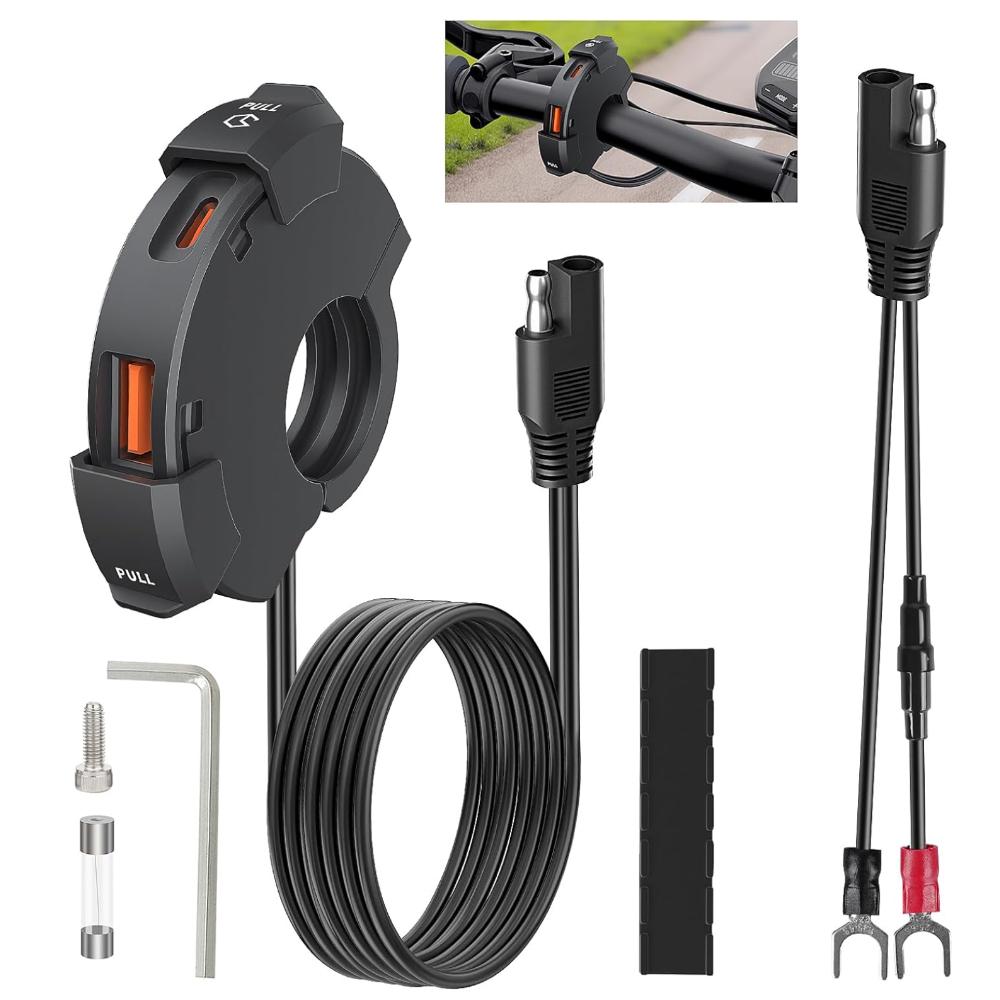 

Comius Sharp 48 Вт USB C-разъем, 12 В зарядное устройство для телефона для мотоцикла QC3.0 USB-A и PD Type-C, водонепроницаемая розетка IP65 для мотоцикла/лодки/пляжа DC 12 В/24 В