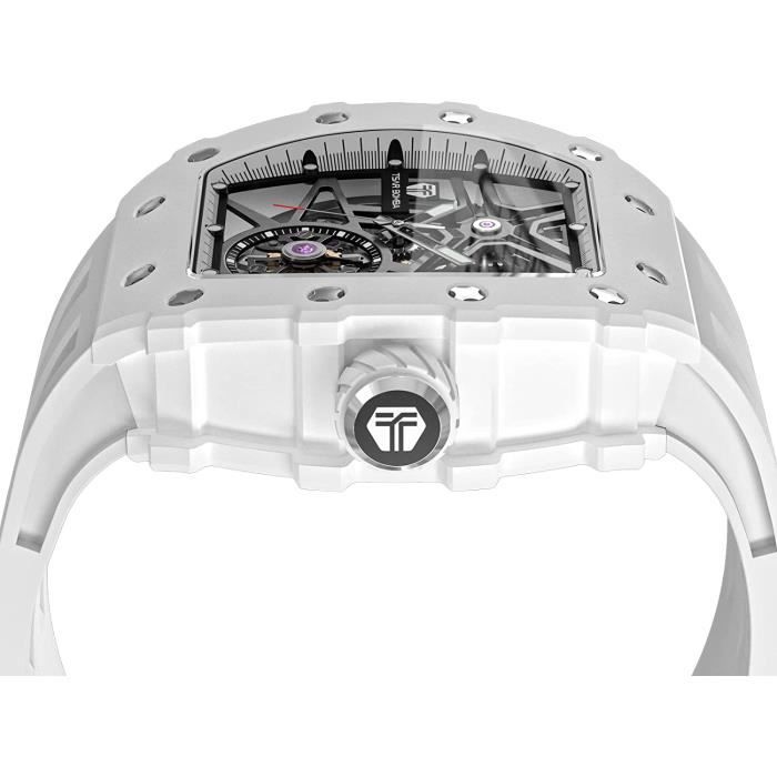 Men's Automatic Watch - TSAR BOMBA - Luxury Tonneau - Sapphire Crystal - Waterproof 50m - Black