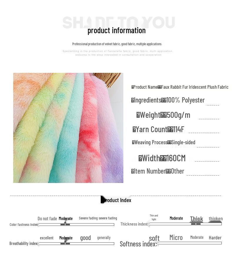 Gradient Iridescent Faux Rabbit Fur Fabric for Autumn/Winter - 100% Polyester, Ideal for Bags, Luggage, Home Textiles, Shoes, and Home Furnishings.
