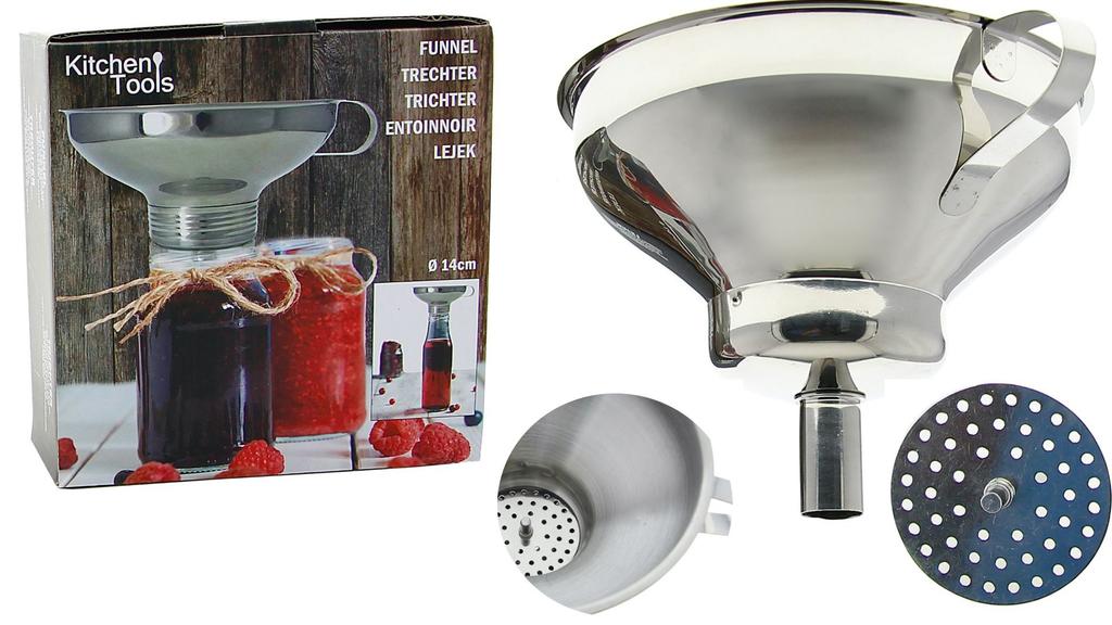 Steel Kitchen Funnel For Jars And Bottles + Strainer