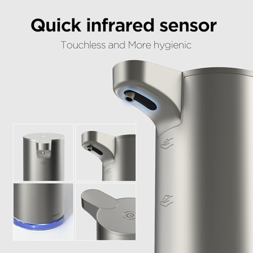 mooas Automatic Foaming Soap Dispenser - Pure & Clean Touchless Hand Soap Dispenser, Stainless Steel, USB Rechargeable, Hands-Free Dish Detergent Disp