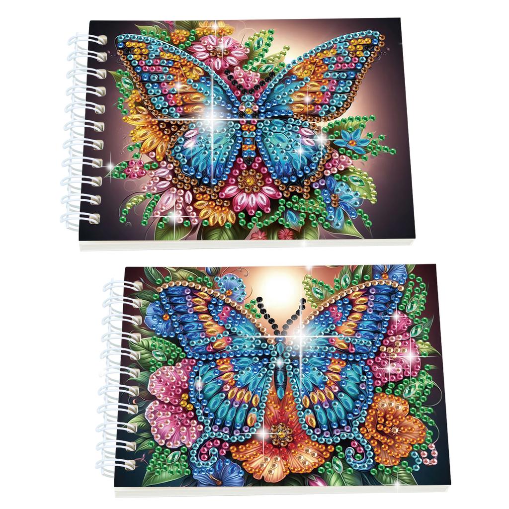 2 Pack Flower Animal DIY Diamond Painting Journals Notebooks Special Shaped Diamond Art Diary Book Christmas Gift for Adults