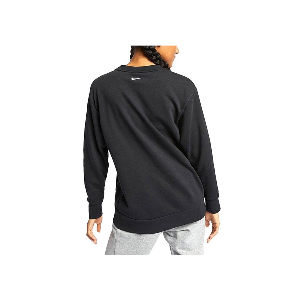 Nike Knitted Crew Neck Solid Color Logo Sweatshirt Women Sweatshirt Black AT0600-010
