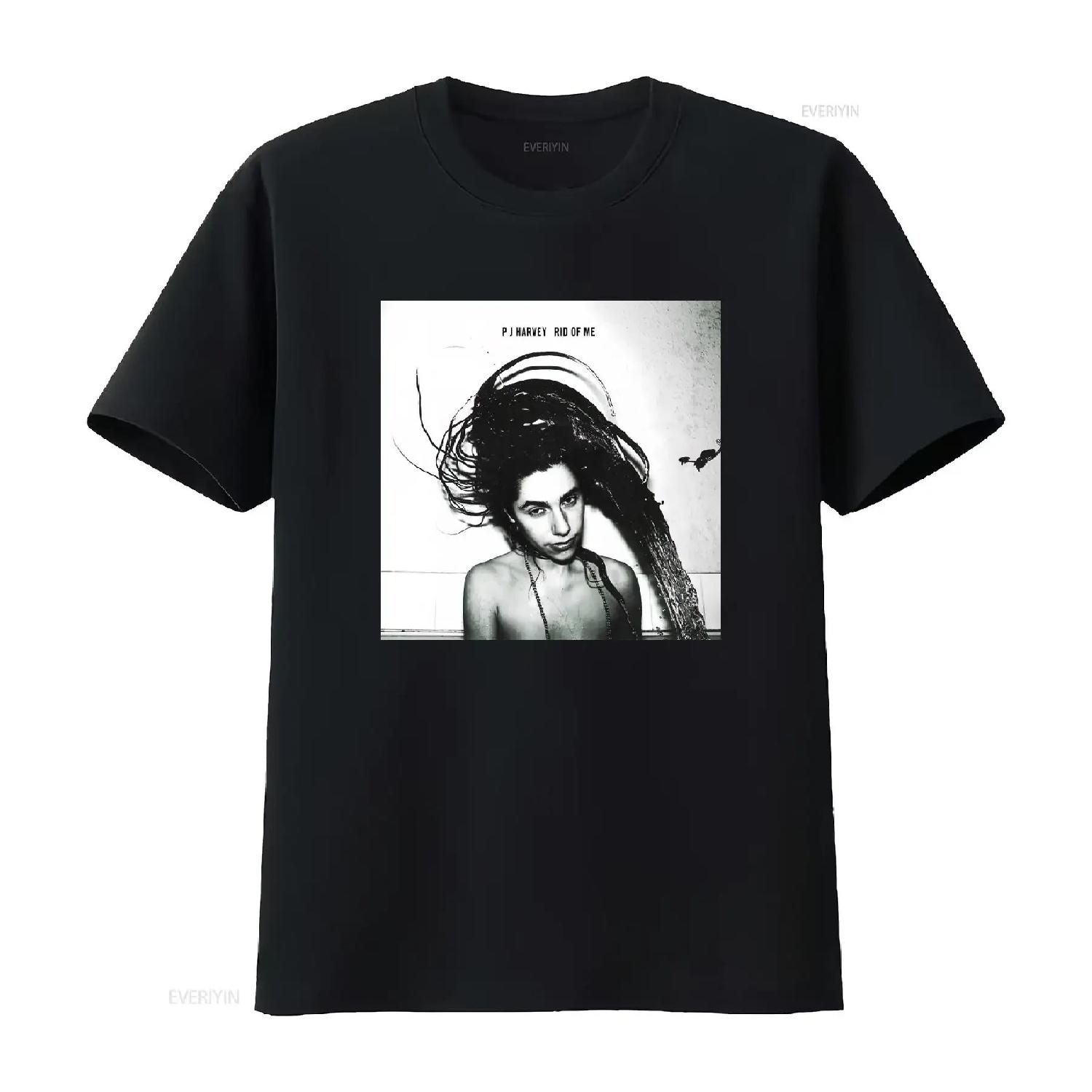 PJ Harvey Rid of Me T Shirt Album Cover Indie Alternative Rock 90s vintage Washed fashion streetwear Top For Everyday Wear S чёрный