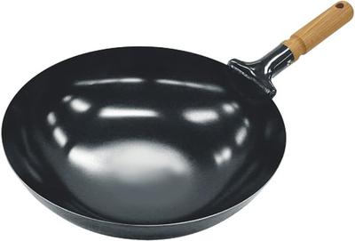 Tamahashi 32cm Iron Wok, Gas Stove Only, Single Handle, Beijing Wok, Cantonese Wok, Durable and Long-lasting, Professional Grade, Made In Japan,