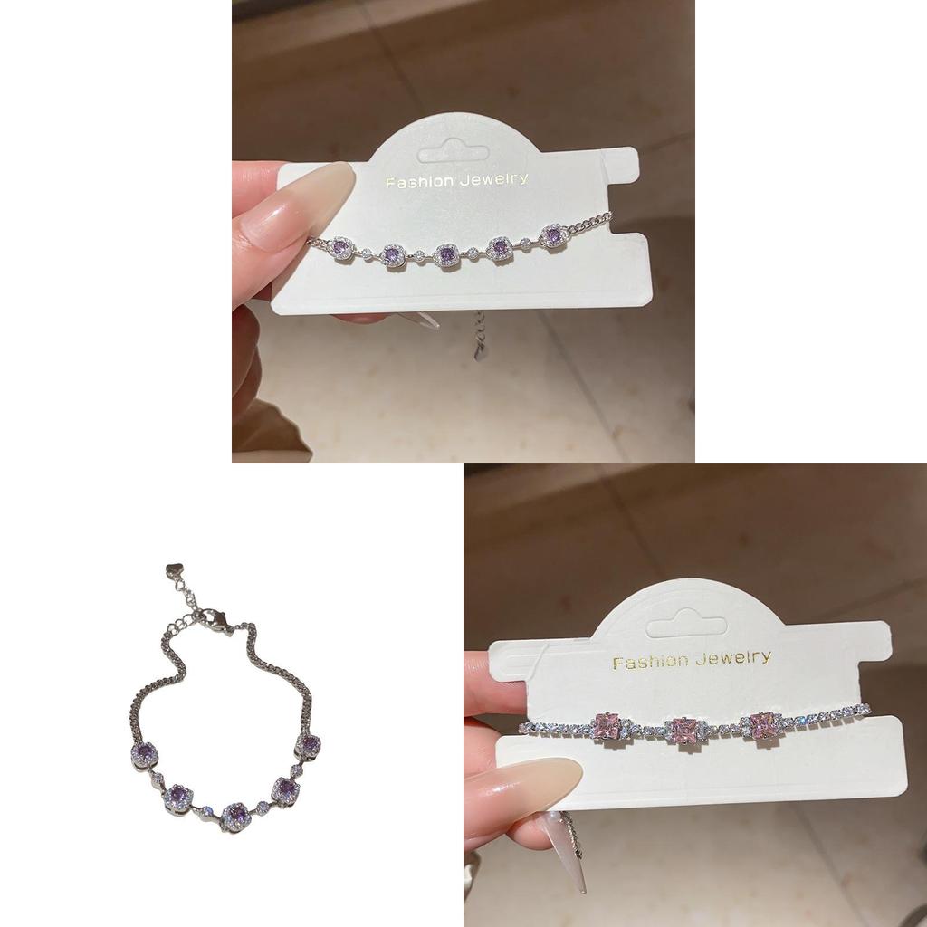 Copper Zircon Stone Charm Bracelet For Women In Light Luxury Fashion Style