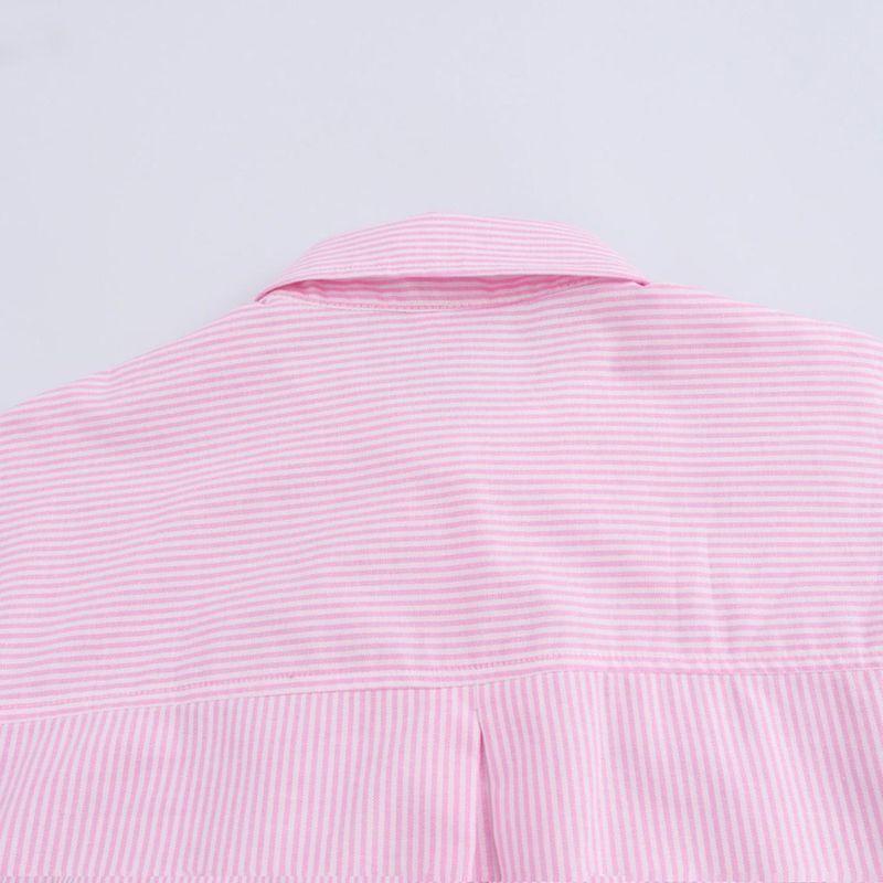 Kaslead New Arrival Women's Fashion Style Fashion Stripes Cotton Comfortable Long Sleeve Lapel Shirt 8238939