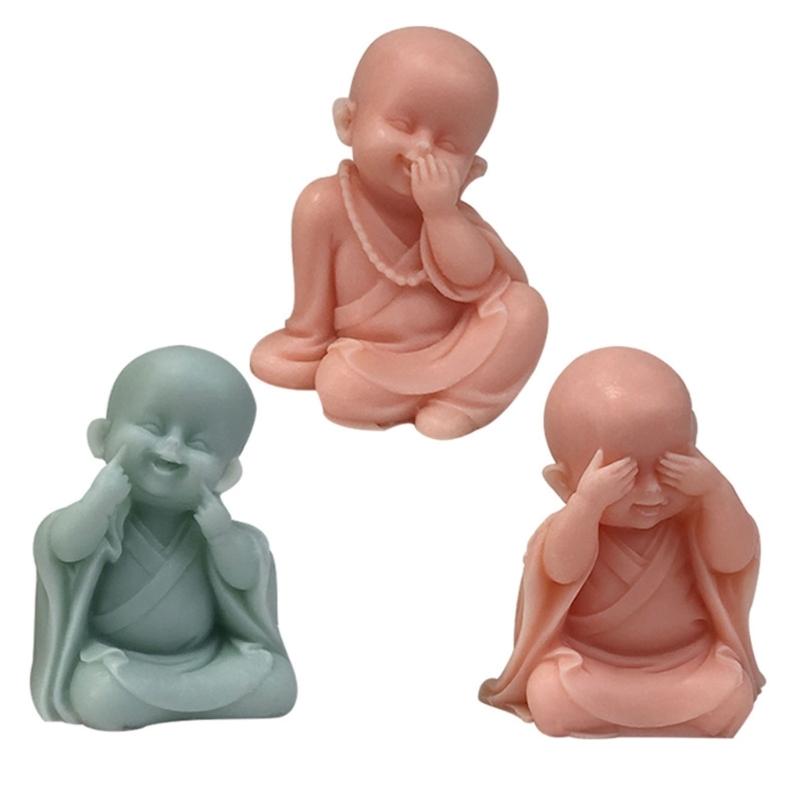 Buddhas Monk Shape Silicone Molds DIY Epoxy Resin Molds Table Ornament Mould Candle Plasters Making Tool Easy-to Clean