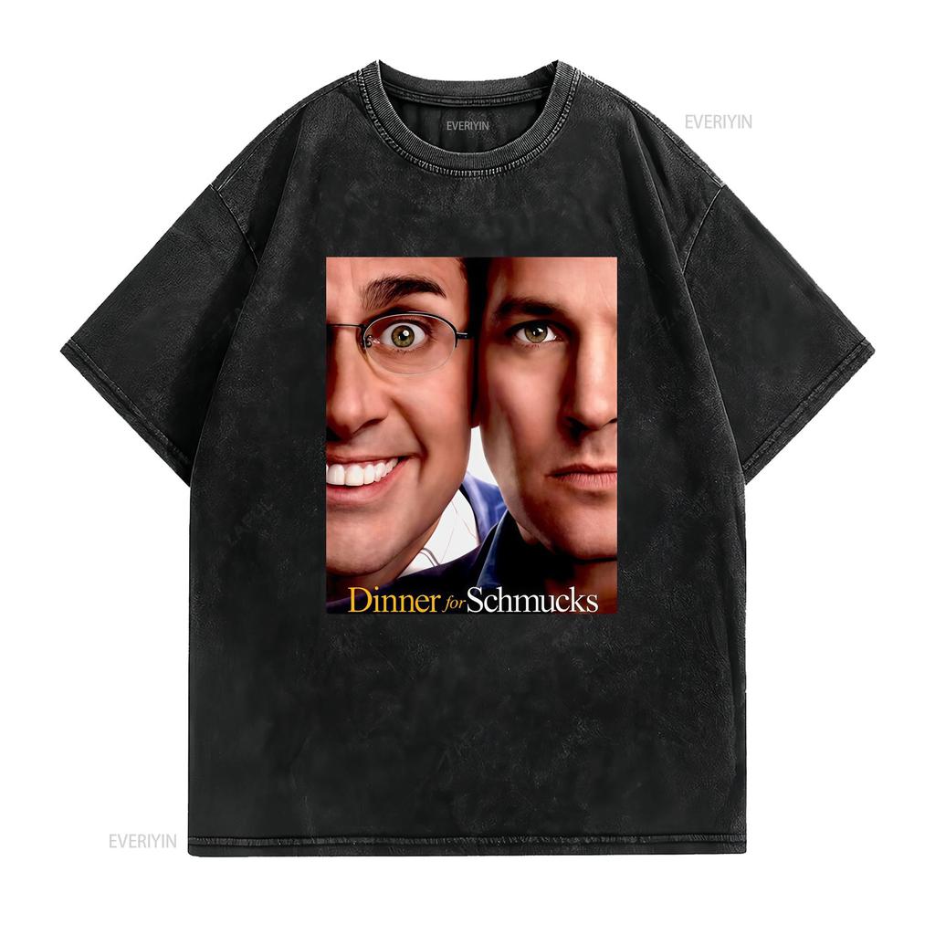 Funny Classic Comedy Dinner for Schmucks Character Print Casual T Shirt vintage Washed Top For Everyday Wear Stylish fashion