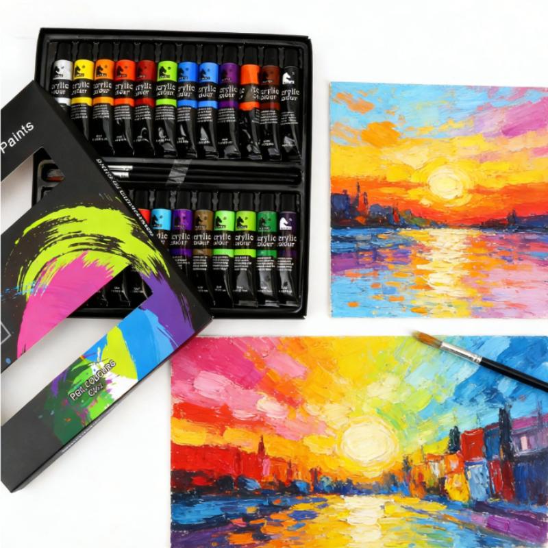 24-color Aluminum Tube Acrylic Oil Paint Set for Beginners Art Gouache Paint Painting Set