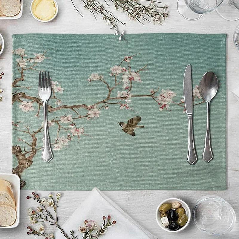 

1PC Flower Individuales Placemat For Dining Table Coaster Plum Blossom Home Decoration Accessories Modern Mat Pad 1pcs