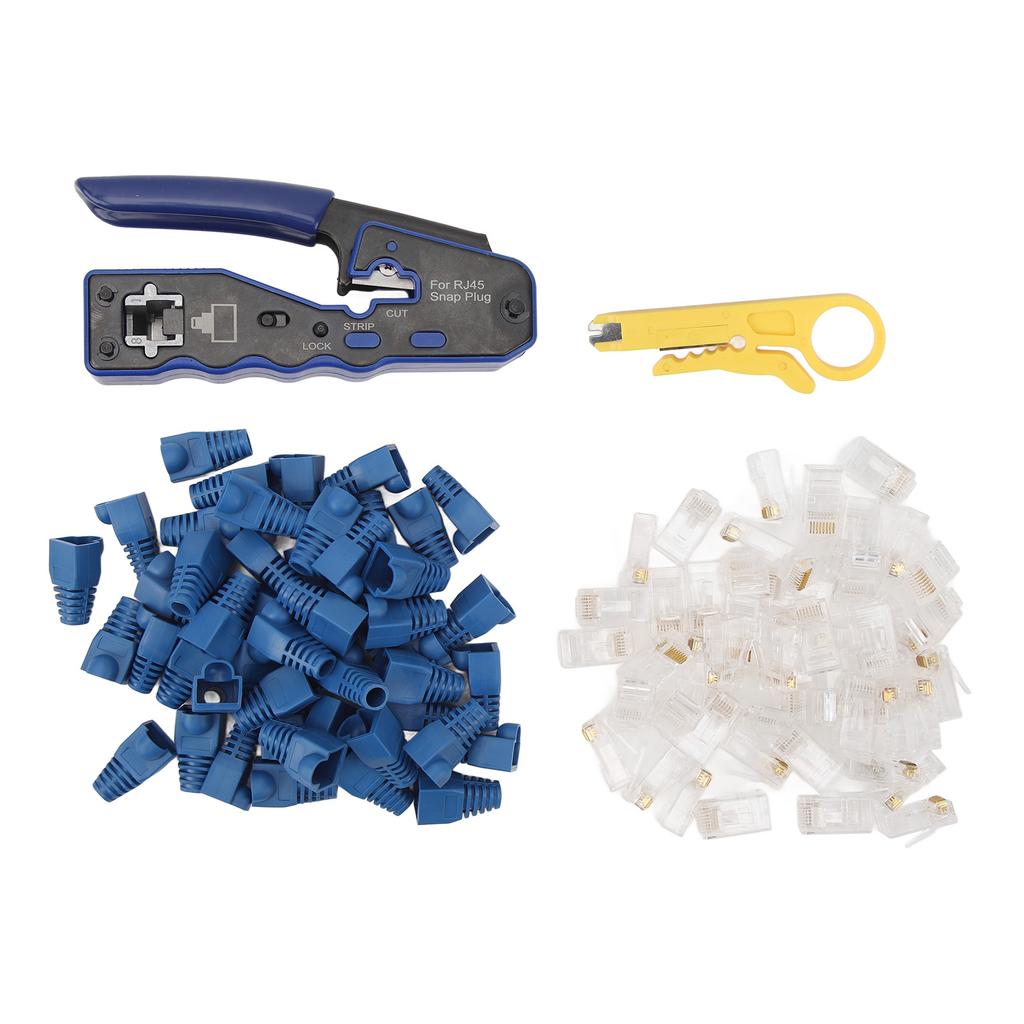RJ45 Crimping Tool Multifunctional Ethernet Crimper Cutter Stripper for Cat5 Cat5e Cat6 Cat6A Pass
