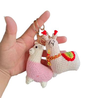 Lustige Tieranhänger Handgewebter Alpaka-Taschenschmuck Gehäkelte Schaf-Schlüsselanhänger Stricktier-Schlüsselanhänger