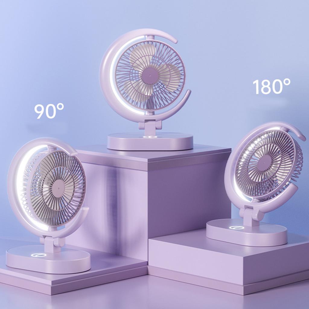 USB Desk Fan Rechargeable Quiet Small Portable Desktop Table Fan with Light for Home Travel