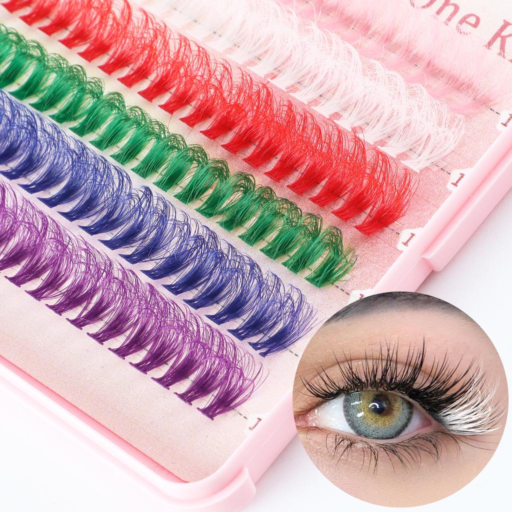 Hot Melt Single Cluster Diy Colored False Eyelashes Halloween 392 Tufts Eyelash Book Large Capacity Dd Curly Eyelashes