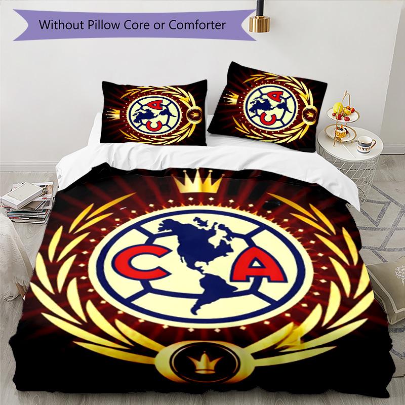 Club América 3pcs Bedding Set Duvet Cover Closure Includes 1 Duvet Cover & 2 Pillowcases for All Seasons Bedroom Home Dorm Decor