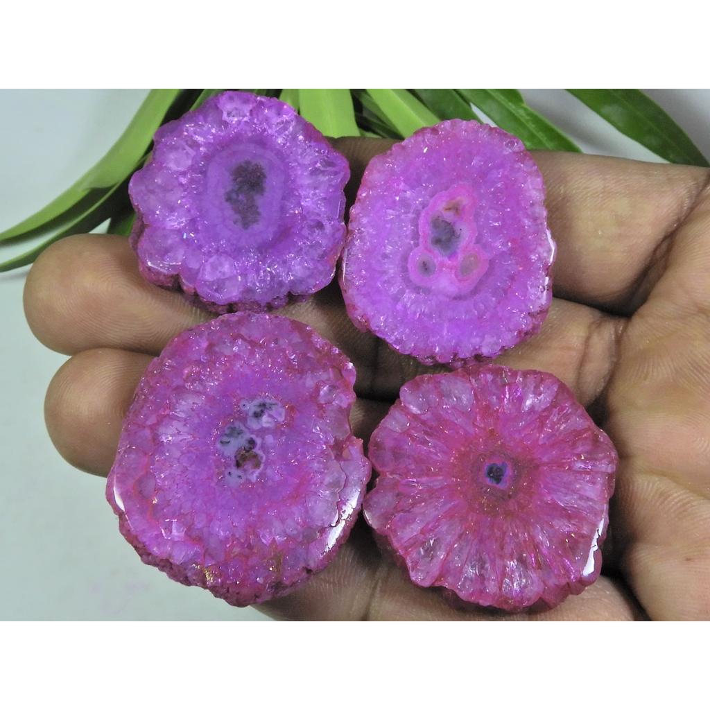 244Cts. Dyed Solar Durzy Agate 4Pcs Crystal Loose Gemstone Lot 31X37-29X31MM A-213