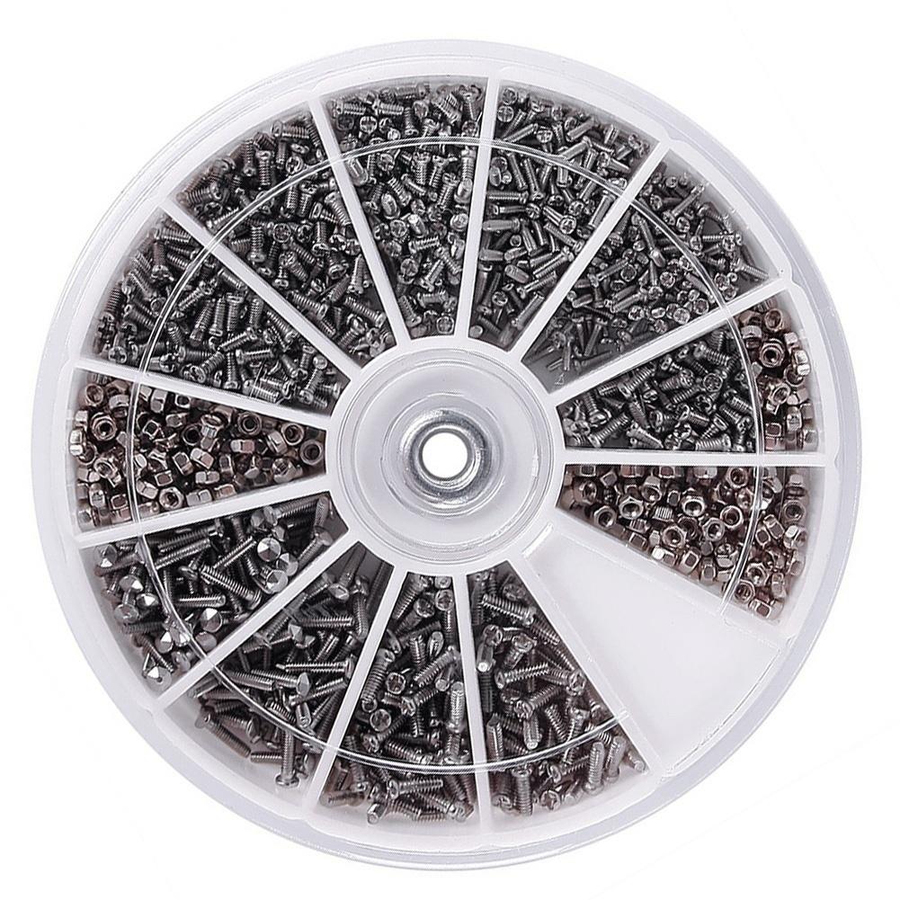 600pcs 12 Kind of Small Screws Nuts Electronics Assortment Kit M1 M1.2 M1.4 M1.6