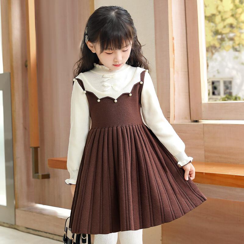 Girls' Faux-Layered Color-Block Sweater Princess Dress
