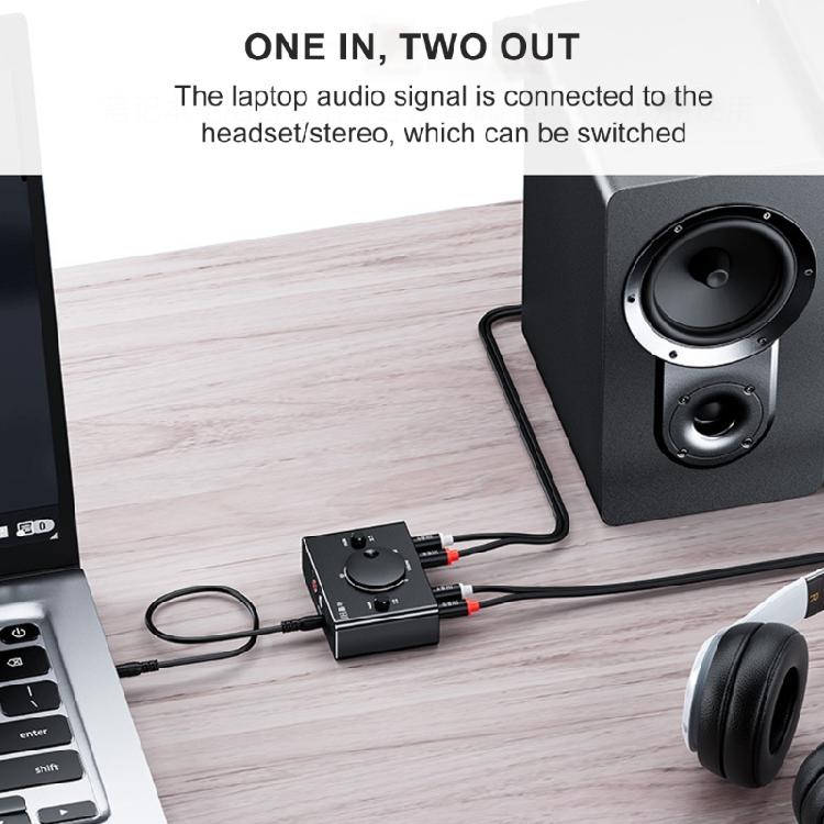 Auditory Switcher Box 3.5mm 2RCA 2 In 1 Out Bidirectional with Sound Control for Seamlessly Device Switching