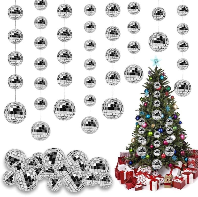 Reflective Disco Ball Decoration Metallic Ball Hanging Ornaments For Christmas Tree Ceiling Display Birthday Wedding Party Decoration