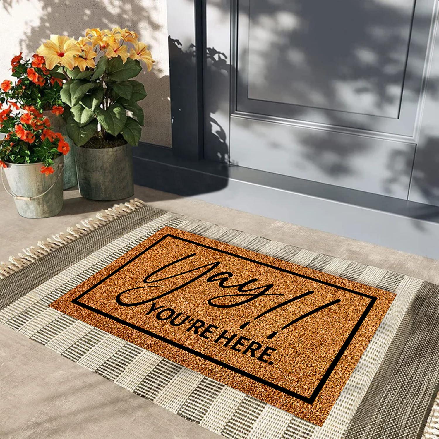 Joepie! Je Bent Hier Deurmat Rubber Badkamer Keukenmat Tuin Garage Deur Vloermat Antislip Tapijt Deurkleed 23.6x15.7 Inch black