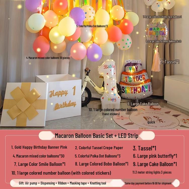 One-Year-Old Birthday Party Balloon and Photo Background Decor