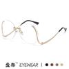 New gradual change marine frameless curved legs sunglasses fashion metal women sunglasses European and American sunglasses