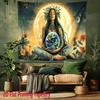 Yoga meditation floral pattern Digital printing polyester wall tapestry suitable use in living rooms bedrooms offices bars party