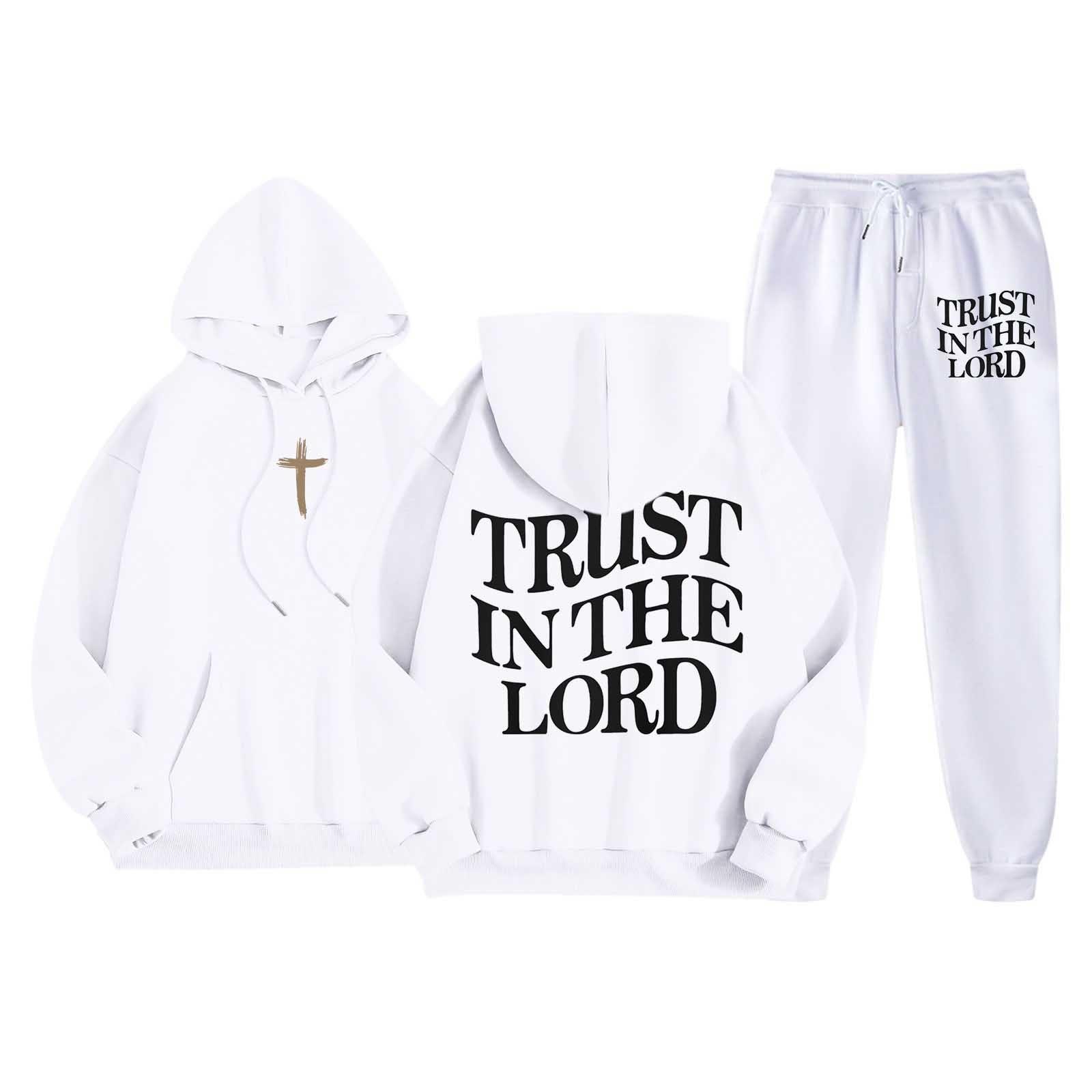 

Мужской повседневный однотонный свитшот с принтом букв, Мужской флисовый худи на шнурке и спортивные штаны, комплект из двух предметов XL белый