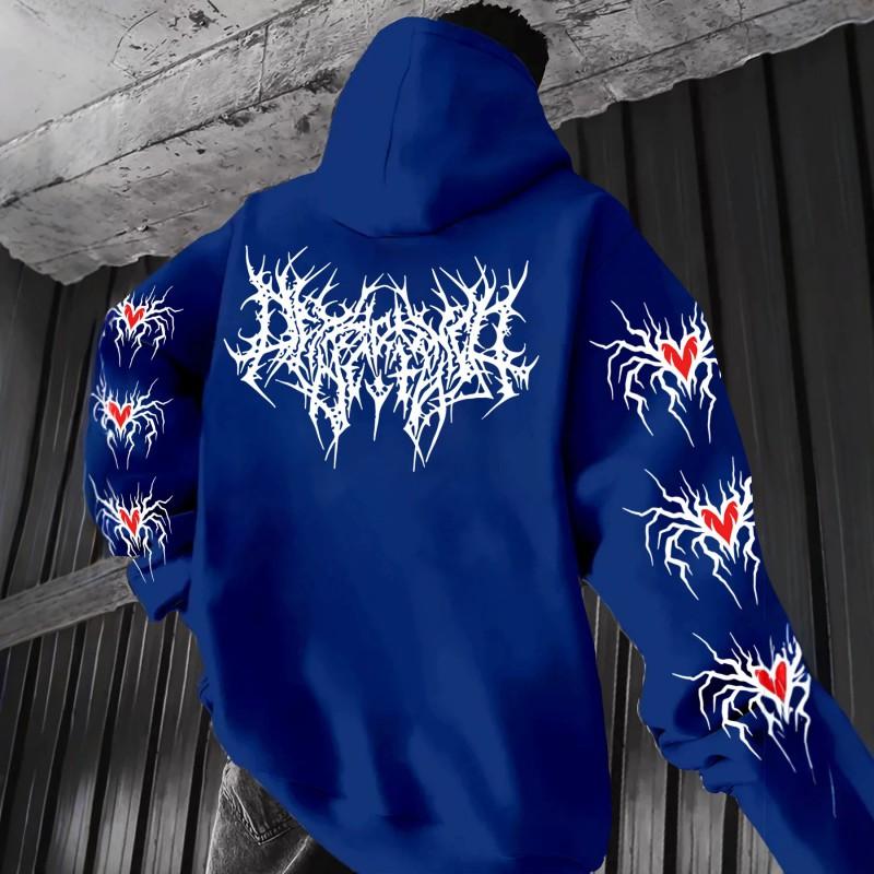 Unisex Y2K Gothic Punk Graphic Hoodie Oversized Long Sleeve Streetwear Sweatshirt
