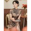 Breasted Slim Fitting Short Sleeved Cheongsam Silm Short Sleeve Robe Female