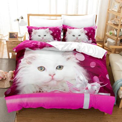 Precioso Juego de Ropa de Cama Tamaño King de Gato Rey Poliéster Microfibra Juego de Funda Nórdica con Estampado 3D Niñas Adultos Funda de Edredón Animales Lindos