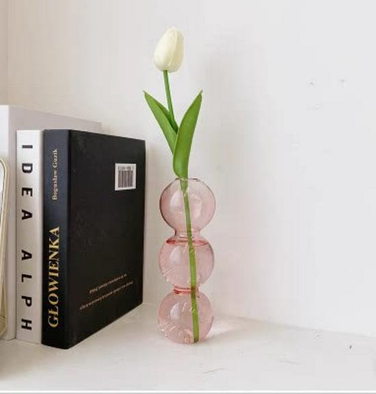 Korean-Style Transparent Glass Flower Vase for Soft Decoration and Photography