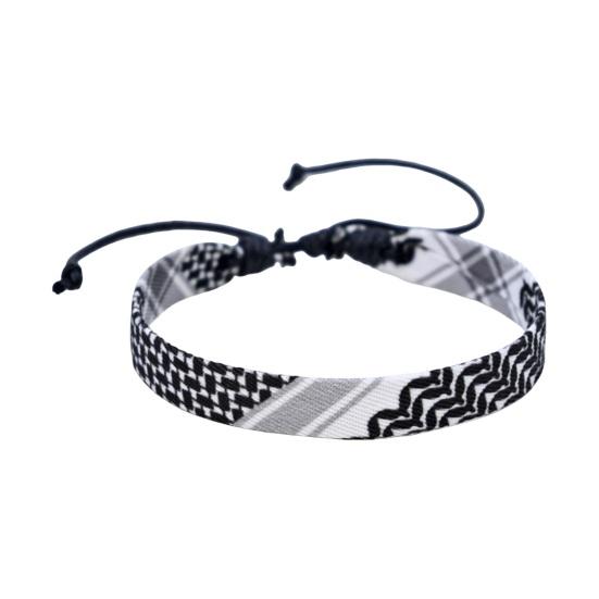 

Регулируемый плетеный ремешок на руку с традиционными узорами, геометрический точечный цветной принт, платок, стильный браслет, браслет из плетения, соответствующий браслету черный белый