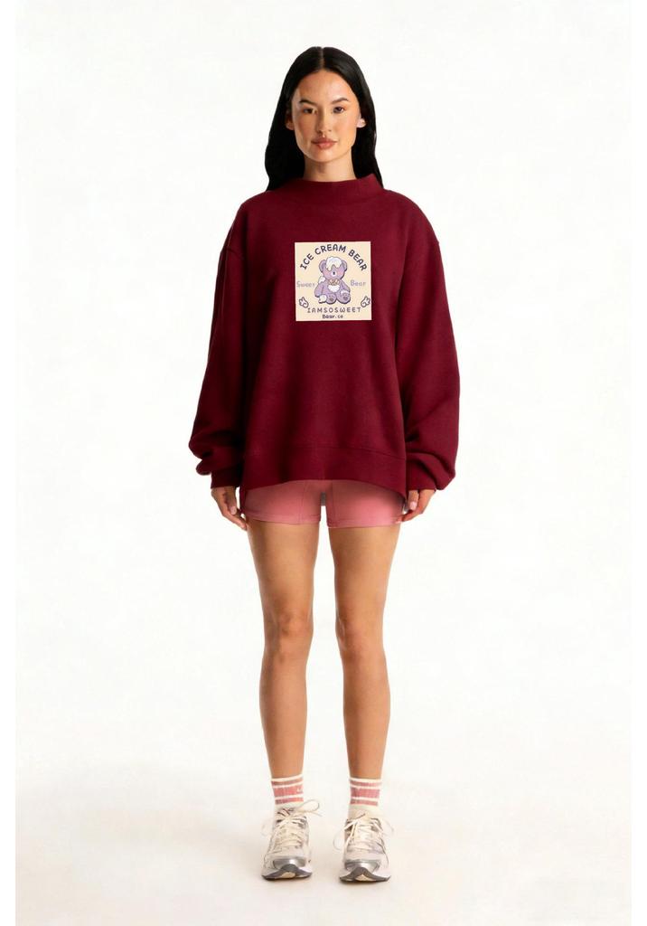 Women's Casual Loose-Fit Mid-High Collar Sweatshirt for Spring and Autumn